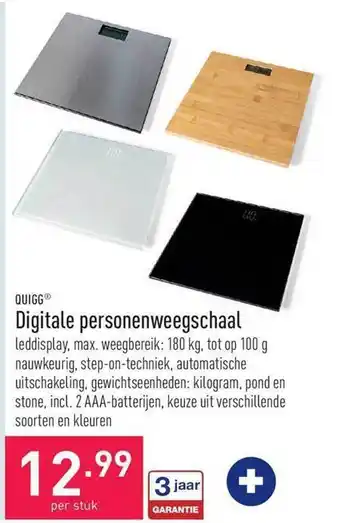 ALDI Quigg digitale personenweegschaal aanbieding