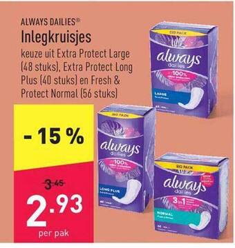 ALDI Always dailies inlegkruisjes aanbieding