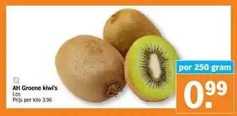 Albert Heijn Ah groene kiwi`s per 250 gram aanbieding