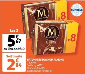 Auchan Batonnets magnum almond aanbieding