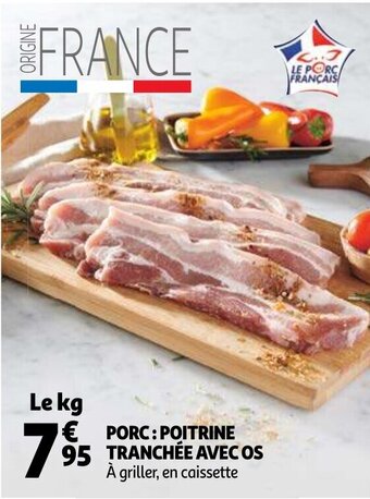 Auchan Porc: poitrine tranchee avec os aanbieding