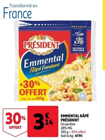 Auchan Emmental rape president 350g aanbieding