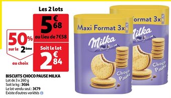 Biscuits choco pause milka 3 x 260g