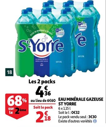 Auchan Eau minerale gazeuse st yorre aanbieding