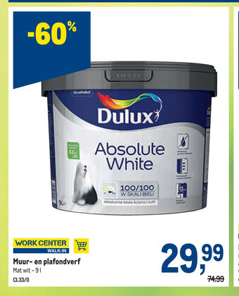 Dulux Absolute White Muur- en plafondverf
