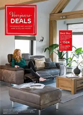 3-zits greymouth met 1x elektrische relaxfunctie in stof