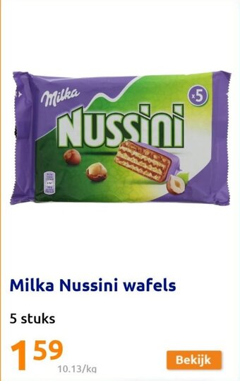 Action Milka nussini wafels 5 stuks aanbieding