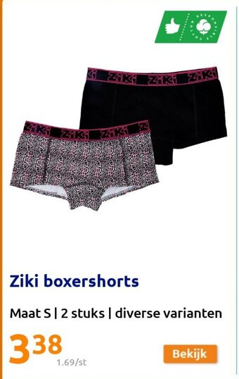 Action Ziki boxershorts aanbieding