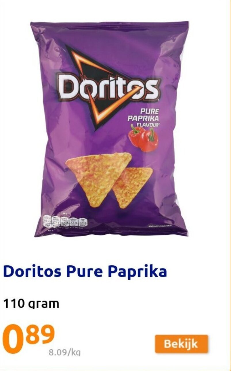 Doritos pure paprika 110g promotie bij Action