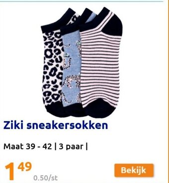 Action Ziki sneakersokken aanbieding