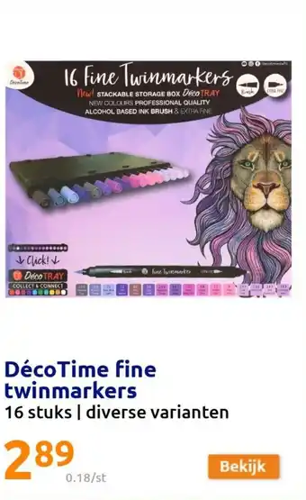 Action Decotime fine twinmarkers 16 stuks aanbieding