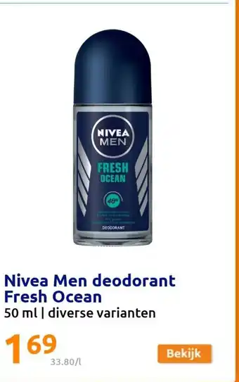 Action Nivea men deodorant fresh ocean 50ml aanbieding