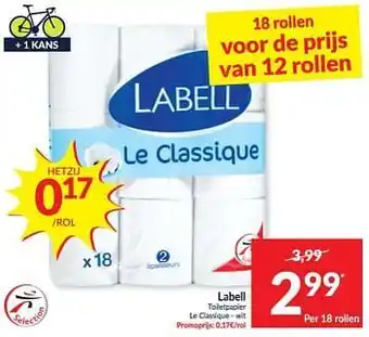 Intermarché Labell toiletpapier le classique - wit aanbieding