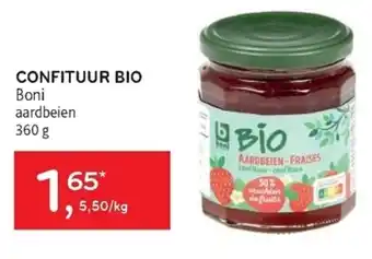 Alvo Boni Confituur Bio aardbeien 360 g aanbieding