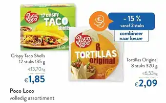 OKay Poco Loco Crispy Taco Shells 135g, Tortillas Original 8 stuks 320g aanbieding