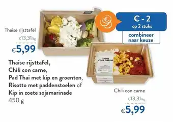 OKay Thaise rijsttafel, Chili con carne, Pad Thai met kip en groenten, Risotto met paddenstoelen of Kip in zoete sojamarinade 450g aanbieding