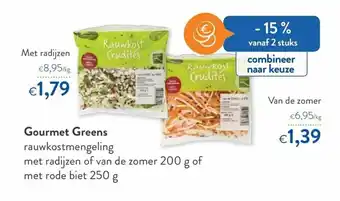 Gourmet Greens rauwkostmengeling met radijzen of van de zomer 200g of met rode biet 250g