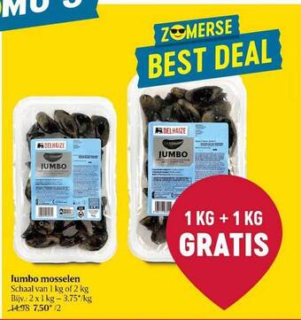 Delhaize Jumbo mosselen aanbieding