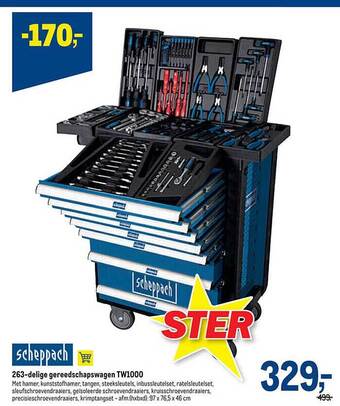 Makro 263delige gereedschapswagen aanbieding