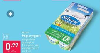ALDI Milsani magere yoghurt aanbieding