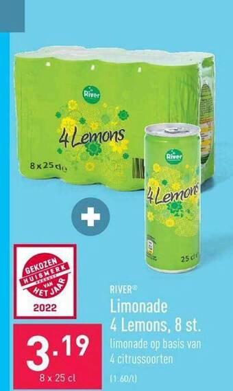 ALDI River limonade 4 lemons 8 st. aanbieding