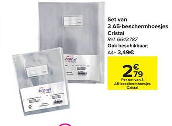 Carrefour Set van 3 a5-beschermhoesjes cristal aanbieding