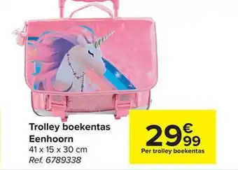 Carrefour Trolley boekentas eenhoorn 41x15x30 cm aanbieding