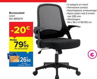 Carrefour Bureaustoel zwart aanbieding