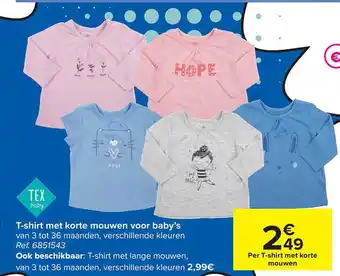 Carrefour T-shirt met korte mouwen voor baby's aanbieding