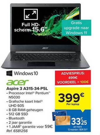 Carrefour Acer aspire 3 aanbieding