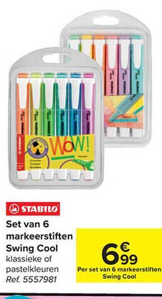 Set van 6 markeerstiften swing cool