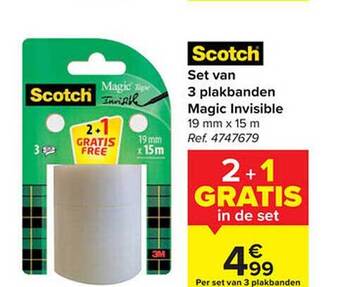 Carrefour Set van 3 plakbanden magic invisible aanbieding
