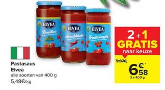 Carrefour Pastasaus elvea aanbieding