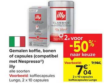 Carrefour Gemalen koffie, bonen of capsules aanbieding