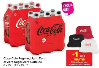 Carrefour Cocacola regular, light, zero of zero sugar zero caffeine aanbieding