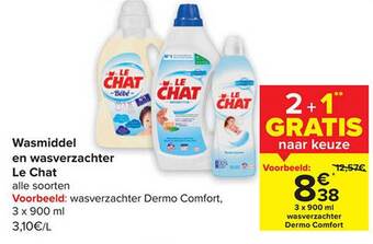 Carrefour Wasmiddel en wasverzachter le chat aanbieding