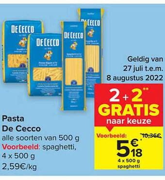 Carrefour Pasta de cecco aanbieding
