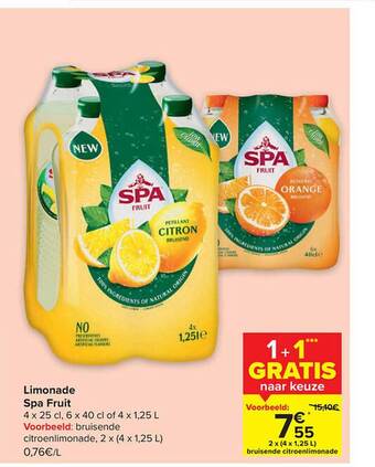 Carrefour Limonade spa fruit aanbieding