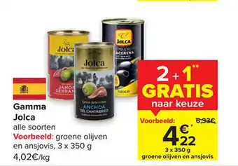 Carrefour Gamma jolca groene olijven en ansjovis aanbieding