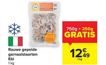 Carrefour Rauwe gepelde garnaalstaarten ebi aanbieding