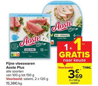 Carrefour Fijne vleeswaren aoste plus aanbieding