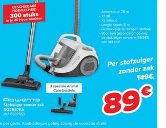 Carrefour Rowenta stofzuiger zonder zak aanbieding