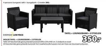Jysk Molde tafel + loungebank + 2 stoelen aanbieding