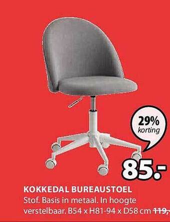 Jysk Kokkedal bureaustoel aanbieding