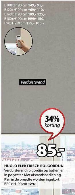 Jysk Huglo elektrisch rolgordijn aanbieding