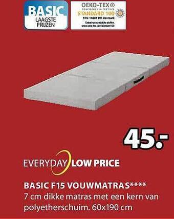 Jysk Basic f15 vouwmatras aanbieding