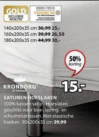 Jysk Satijnen hoeslaken kronborg aanbieding