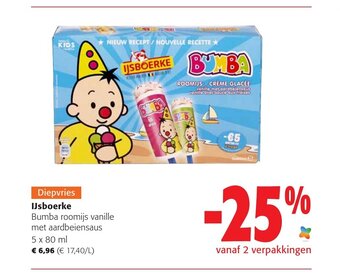 IJsboerke Bumba roomijs vanille met aardbeiensaus 5 x 80 ml