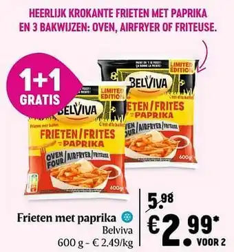 Delhaize Frieten met paprika belviva aanbieding