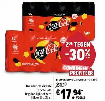 Delhaize Bruisende drank coca-cola regular aanbieding